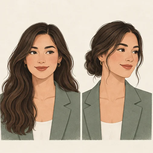 Illustration for Hair Up or Down for a Headshot: Compare Framing Without Changing Your Haircut