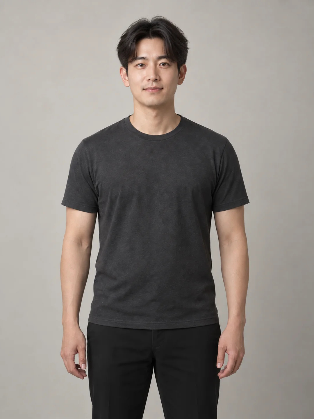 AI-generated male styling illustration: Natural middle part